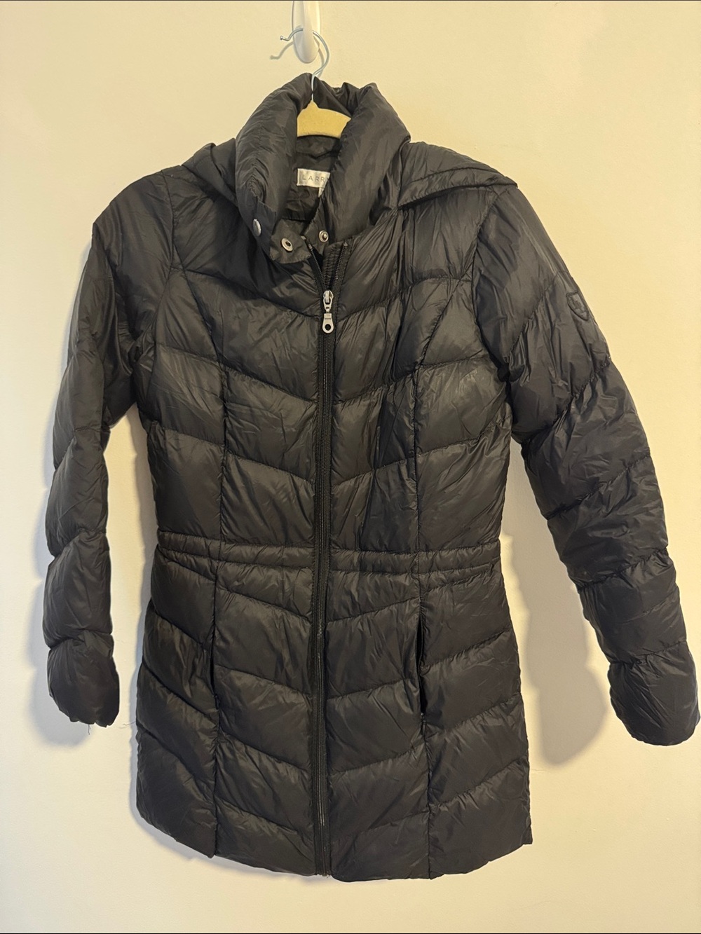 Larry Levine Black Quilted Mid-Thigh Puffer Coat